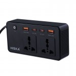 چند راهی برق + چهار پورت USB اینورتر خودرو هیسکا (HISKA) مدل CH-5519