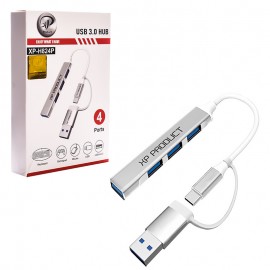 هاب 4 پورت USB 3.0 و رابط تایپ سی ایکس پی (XP) طول 15 سانتی متر مدل XP-H824P