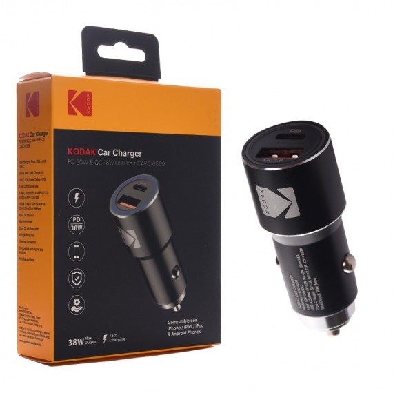شارژر فندکی 38 وات دو پورت کداک (KODAK) مدل CARC-6009