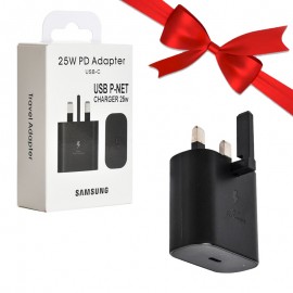 بسته 1+10 کلگی شارژر 25 وات سه شاخه اروپایی سامسونگ (Samsung) مدل EP-TA800NBEGAE گارانتی پی نت (یک عدد هدیه)