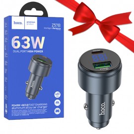 بسته 1+10 شارژر فندکی 63 وات دو پورت هوکو (hoco) مدل Z57B (یک عدد هدیه)