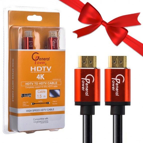 بسته 1+10 کابل HDMI 4K 2V جنرال پاور (General Power) طول 1.5 متر (یک عدد هدیه)