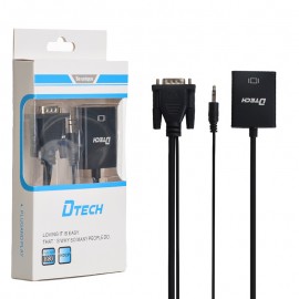 کابل تبدیل HDMI TO VGA همراه کابل صدا دی تک (DTECH)