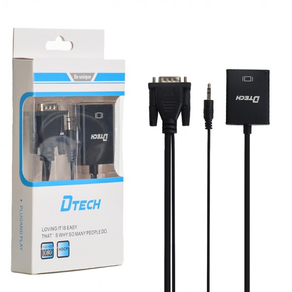 کابل تبدیل HDMI TO VGA همراه کابل صدا دی تک (DTECH)