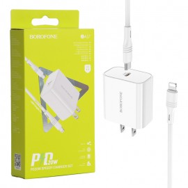 شارژر دیواری 20 وات + کابل (Type-C To iPhone) بروفون (BOROFONE) مدل BA57