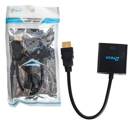 کابل تبدیل HDMI TO VGA همراه کابل صدا دی تک (DTECH)