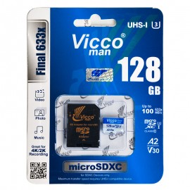 رم موبایل و دوربین ویکومن (Vicco man) مدل 128GB MicroSDXC UHS-I FINAL 633X 100MB/S خشاب دار