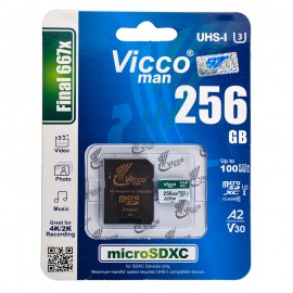 رم موبایل و دوربین ویکومن (Vicco man) مدل 256GB MicroSDXC UHS-I FINAL 667X 100MB/S خشاب دار