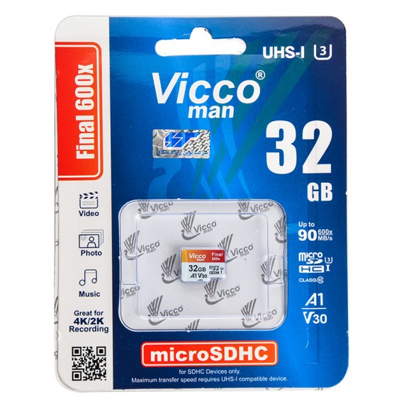 رم موبایل ویکومن (Vicco man) مدل 32GB Micro SDHC Final 600X 90MB/S