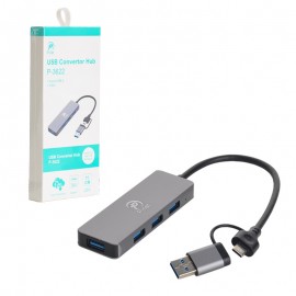 هاب 4 پورت USB 3.0 و رابط تایپ سی پی نت (P-net) طول 15 سانتی متر مدل P-3622