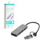 هاب 4 پورت USB 3.0 و رابط تایپ سی پی نت (P-net) طول 15 سانتی متر مدل P-3622