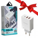 بسته 1+3 کلگی شارژر 38 وات 3 پورت ترکا (TREQA) مدل CH-645 (یک عدد هدیه)