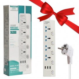 بسته 1+3 چند راهی برق + سه پورت USB ترکا (TREQA) مدل PL-507 (یک عدد هدیه)