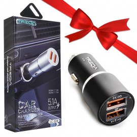 بسته 1+3 شارژر فندکی دو پورت ترکا (TREQA) مدل CC-324 (یک عدد هدیه)