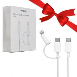 بسته 1+3 کابل دو سر Usb-C To Type-c & Lightning ترکا (TREQA) مدل CA-1017 (یک عدد هدیه)