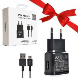 بسته 1+3 شارژر دیواری 15 وات + کابل تایپ سی (USB-A To Type-C) ترکا (TREQA) مدل CH-9034 (یک عدد هدیه)