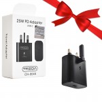 بسته 1+3 کلگی شارژر 25 وات سه شاخه اروپایی ترکا (TREQA) Super Fast مدل CH-9046 (یک عدد هدیه)
