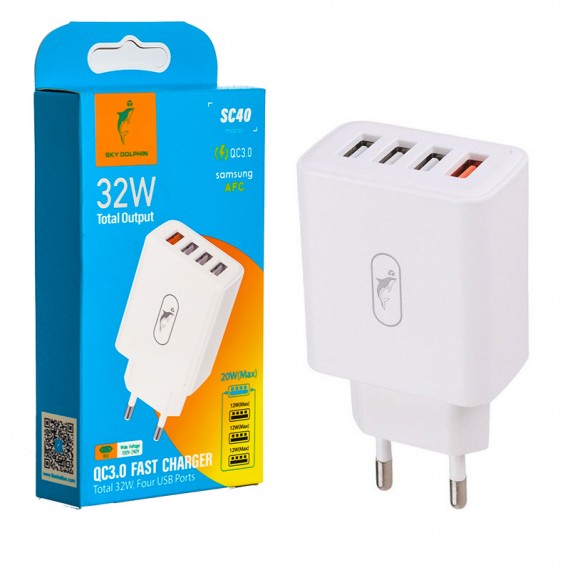 کلگی شارژر 32 وات 4 پورت اسکای دلفین (SKYDOLPHIN) مدل SC40
