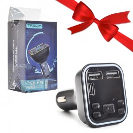 بسته 2+4 شارژر فندکی 20 وات سه پورت + FM پلیر بلوتوثی ترکا (TREQA) مدل MP3-1 دو عدد هدیه)