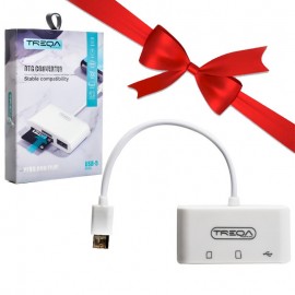 بسته 1+3 هاب، تبدیل و رم ریدر OTG Typ-c ترکا (TREQA) مدل USB-5 (یک عدد هدیه)
