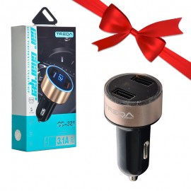 بسته 1+3 شارژر فندکی 20 وات دو پورت ترکا (TREQA) مدل CC-321 (یک عدد هدیه)