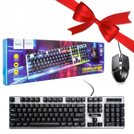 بسته 1+10 کیبورد و موس گیم سیم دار هوکو (hoco) مدل GM18 (یک عدد هدیه)