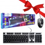 بسته 1+10 کیبورد و موس گیم سیم دار هوکو (hoco) مدل GM18 (یک عدد هدیه)