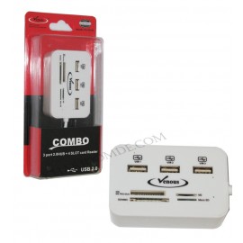 هاب USB + رم ریدر Venous Combo مدل PV-HR195