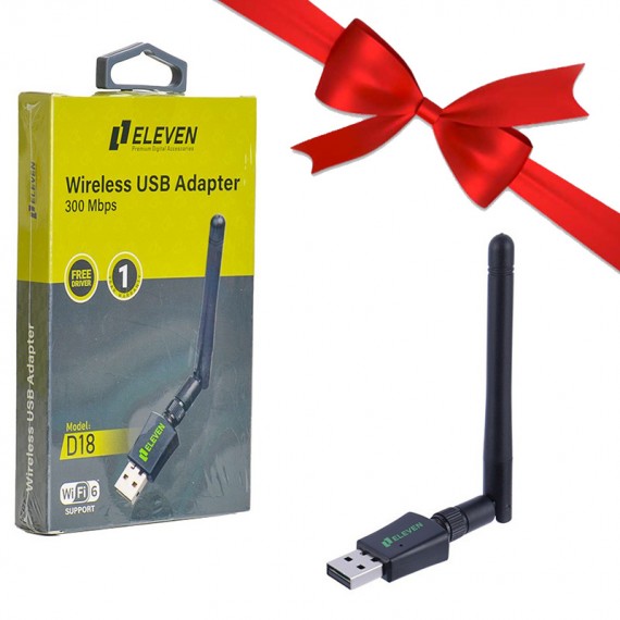 بسته 1+5 دانگل wifi شبکه USB آنتن دار الون (ELEVEN) مدل D18 (یک عدد هدیه)