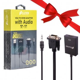 بسته 1+5 کابل تبدیل VGA به HDMI + کابل AUX الون (ELEVEN) مدل CV1000 (یک عدد هدیه)