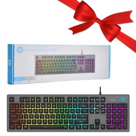 بسته 1+4 کیبورد گیمینگ سیم دار اچ پی (hp) اورجینال مدل K500Y (یک عدد هدیه)