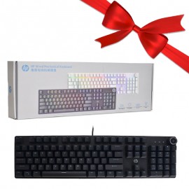 بسته 1+4 کیبورد مکانیکال سیم دار بک لایت RGB اچ پی (hp) اورجینال مدل K10G-104 (یک عدد هدیه)