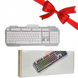 بسته 1+3 کیبورد سیم دار بک لایت RGB لکو (Lecoo) اورجینال مدل KB123 سفید (یک عدد هدیه)