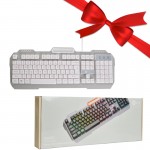 بسته 1+3 کیبورد سیم دار بک لایت RGB لکو (Lecoo) اورجینال مدل KB123 سفید (یک عدد هدیه)