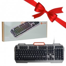 بسته 1+3 کیبورد سیم دار بک لایت RGB لکو (Lecoo) اورجینال مدل KB123 مشکی (یک عدد هدیه)