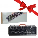 بسته 1+3 کیبورد سیم دار بک لایت RGB لکو (Lecoo) اورجینال مدل KB123 مشکی (یک عدد هدیه)