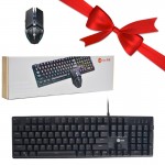 بسته 1+3 کیبورد و موس مکانیکال سیم دار بک لایت RGB لکو (Lecoo) اورجینال مدل GC300 (یک عدد هدیه)
