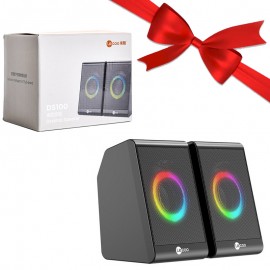 بسته 1+3 اسپیکر لپ تاپی 2 تکه RGB دار لکو (Lecoo) اورجینال مدل DS100 (یک عدد هدیه)