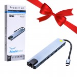 بسته 1+3 هاب 6 پورت و رابط تایپ سی + رم ریدر کی لینک (KLINK) مدلk-1179 (یک عدد هدیه)