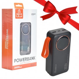 بسته 1+5 پاوربانک + چهار کابل همراه امگا (OMEGA) مدل PB3001 ظرفیت 30000mAh (یک عدد هدیه)