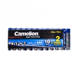 باتری نیم قلمی کملیون (Camelion) مدل Super Heavy Duty R03P AAA (شیرینگ 12 تایی)