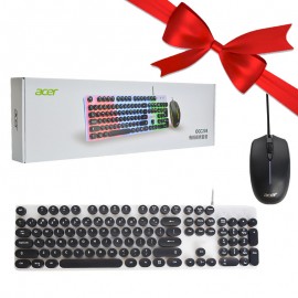 بسته 1+3 کیبورد و موس سیم دار بک لایت RGB ایسر (acer) اورجینال مدل OCC205 (یک عدد هدیه)