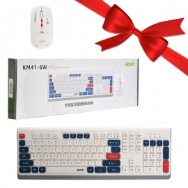 بسته 1+3 کیبورد و موس بی سیم/ بلوتوث شارژی ایسر (acer) اورجینال مدل KM41-6W (یک عدد هدیه)