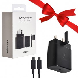 بسته 1+3 شارژر دیواری 45 وات سه شاخه اروپایی + کابل سامسونگ (Samsung) مدل EP-TA845XWEGAE اورجینال (یک عدد هدیه)