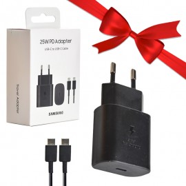 بسته 1+3 شارژر دیواری 25 وات + کابل (Type-C To Type-C) سامسونگ (Samsung) مدل EP-TA800NWEGAE (یک عدد هدیه)