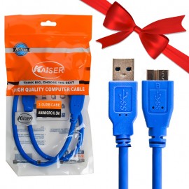 بسته 1+5 کابل AM/Micro هارد اکسترنال USB3.0 کایزر (KAISER) طول 0.5 متر (یک عدد هدیه)