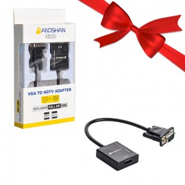 بسته 1+5 کابل تبدیل VGA TO HDMI انوشان (ANOSHAN) طول 20 سانتی متر مدل A-805 (یک عدد هدیه)