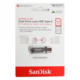 فلش سن دیسک (SanDisk) مدل 64GB Dual Drive Luxe USB3.2 Type-C گارانتی M.I.T