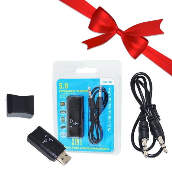 بسته 1+3 گیرنده و فرستنده صدا بلوتوث 2 در 1 ورژن 5.0 مدل BT-118 (یک عدد هدیه)
