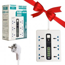 بسته 1+3 چند راهی برق + شش پورت USB ترکا (TREQA) مدل PL-508 (یک عدد هدیه)